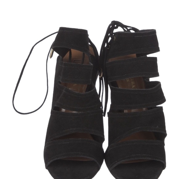 Aquazzura Sloan Seude Lace Up Heels Size 7 (37) - Picture 5 of 8
